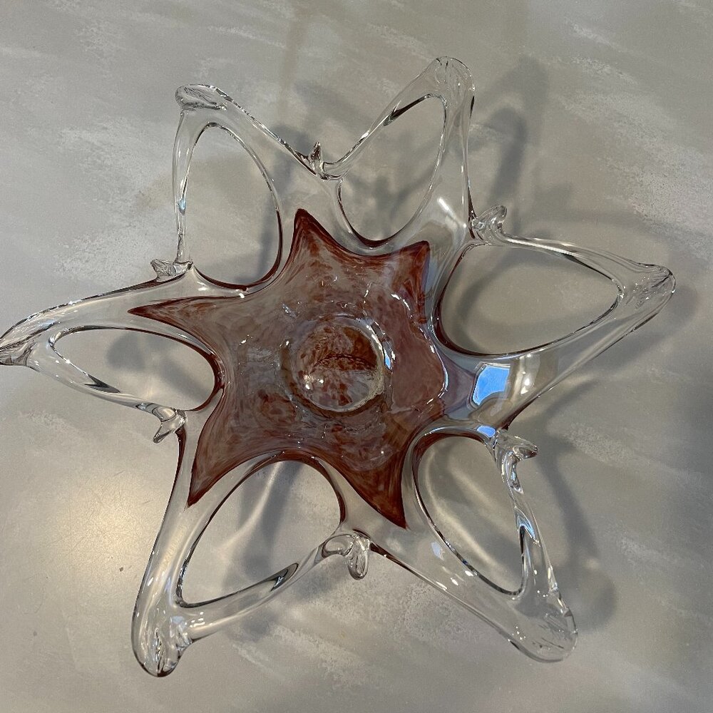 Vintage MCM Murano Style Stretched Art Glass Starfish Bowl